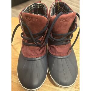 Sperry Red / Navy Schooner 3-Eye Nylon Women's Rain Boots Size 8.5